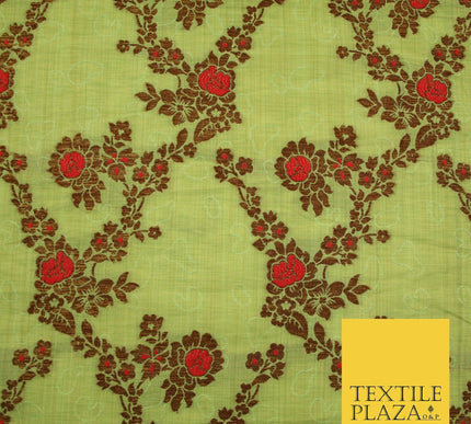 Luxury Floral Benarsi Brocade Woven Fine Dress Indian Faux Raw Silk Fancy Fabric