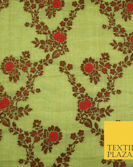 Luxury Floral Benarsi Brocade Woven Fine Dress Indian Faux Raw Silk Fancy Fabric