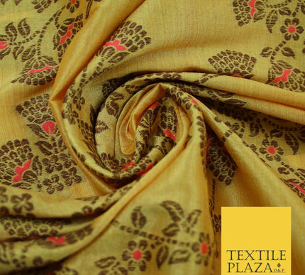 Luxury Floral Benarsi Brocade Woven Fine Dress Indian Faux Raw Silk Fancy Fabric