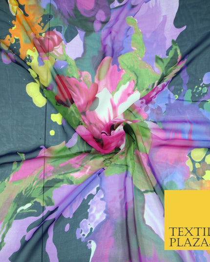 New High Quality Floral Abstract Flowers Printed Chiffon Georgette Dress Fabric