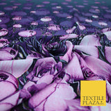 Purple Lilac White Tulip Flower Print Spun Rayon Viscose Dress Fabric Craft 2450