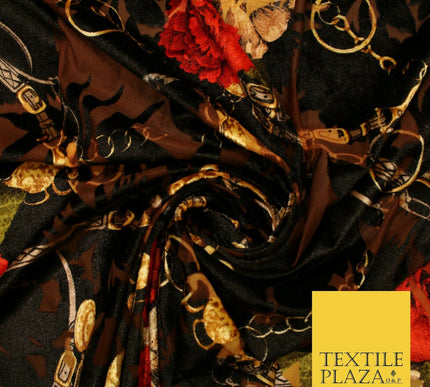 Floral Leopard Animal Circular Chains Belts Velvet Devore Burnout Net Fabric