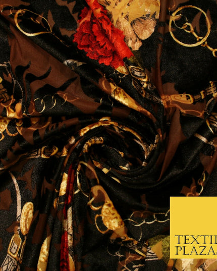 Floral Leopard Animal Circular Chains Belts Velvet Devore Burnout Net Fabric