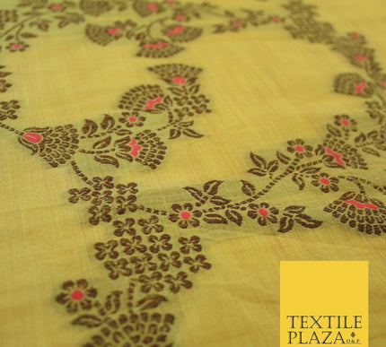 Luxury Floral Benarsi Brocade Woven Fine Dress Indian Faux Raw Silk Fancy Fabric