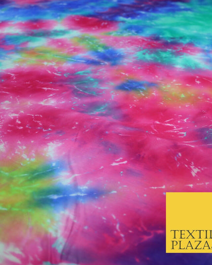 Genuine Tie Dye Two Colour Hand Print Faux Silk Taffeta Fabric Hippy Boho Chic