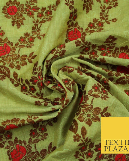 Luxury Floral Benarsi Brocade Woven Fine Dress Indian Faux Raw Silk Fancy Fabric