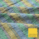 Pastel Lilac Aqua Mint Check Stripe Woven 100% PURE Dupion Raw Silk Fabric 2487