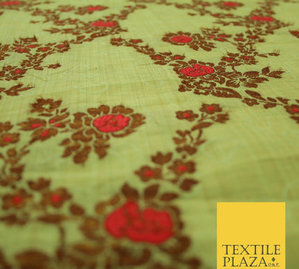 Luxury Floral Benarsi Brocade Woven Fine Dress Indian Faux Raw Silk Fancy Fabric