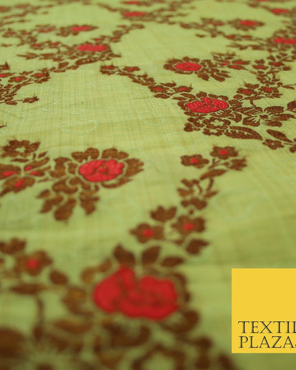 Luxury Floral Benarsi Brocade Woven Fine Dress Indian Faux Raw Silk Fancy Fabric
