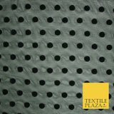 Black / Navy Blue 1cm Flocked Spot Polka Dot Power Mesh Net Stretch Dress Fabric