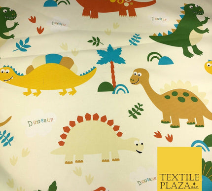 Cream Kids Dinosaur 100% COTTON CANVAS Print Fabric Fun Novelty Craft 58" RG908