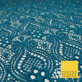 Teal Two Tone Ornate Webbed Vase Damask Lace Stretch Fabric Dress 1706