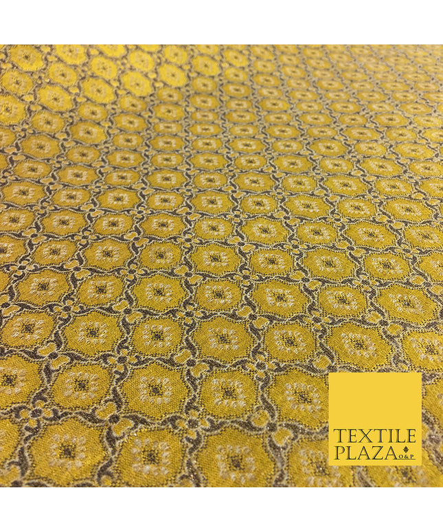 Luxury Lime Green Geometric Ornamental Pattern BROCADE FABRIC - Per Metre - 45"