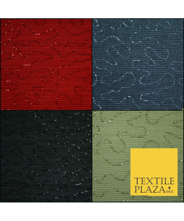 Sequin Embroidered Pleated Crinkle Crushed Stretch Dress Sexy Dance Decor Fabric