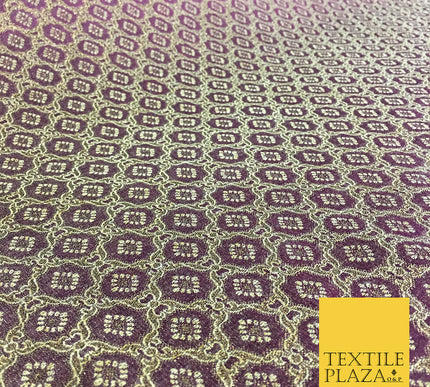 Luxury Purple Geometric Ornamental Pattern BROCADE FABRIC - Per Metre - 45"