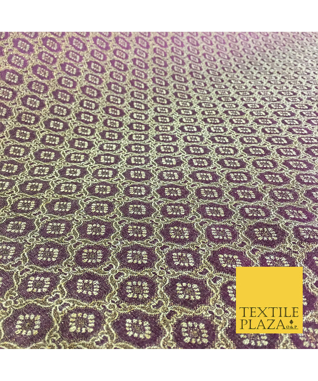 Luxury Purple Geometric Ornamental Pattern BROCADE FABRIC - Per Metre - 45"