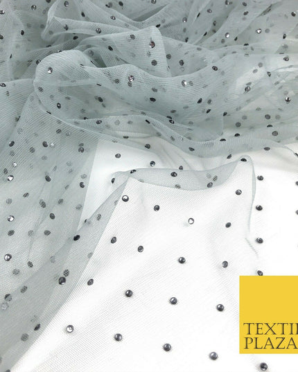 STORM GREY Diamonte Multi Stone Mesh Net Fabric Bridal Sheer Craft Dress 1442