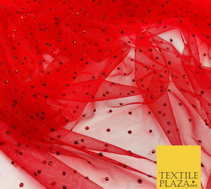 RED Diamonte Multi Stone Mesh Net Fabric Bridal Sheer Craft Dress 1443