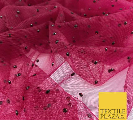 DEEP CHERRY Diamonte Multi Stone Mesh Net Fabric Bridal Sheer Craft Dress 1439