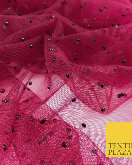 DEEP CHERRY Diamonte Multi Stone Mesh Net Fabric Bridal Sheer Craft Dress 1439