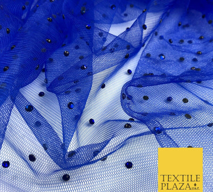 ROYAL BLUE Diamonte Multi Stone Mesh Net Fabric Bridal Sheer Craft Dress 1440