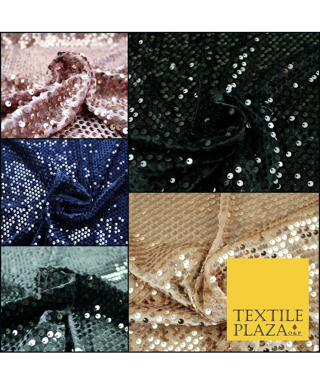 Luxury Sequin Embroidered Stretch Velvet Dress Fabric Fashion Party Upholstery