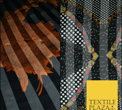 Premium Floral Chain Belt Spotted Stripe Satin Printed Georgette Dress Fabric