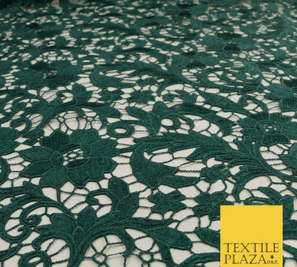 FOREST GREEN Luxury Webbed Flower Guipure Lace Dress Fabric Wedding Bridal 1589