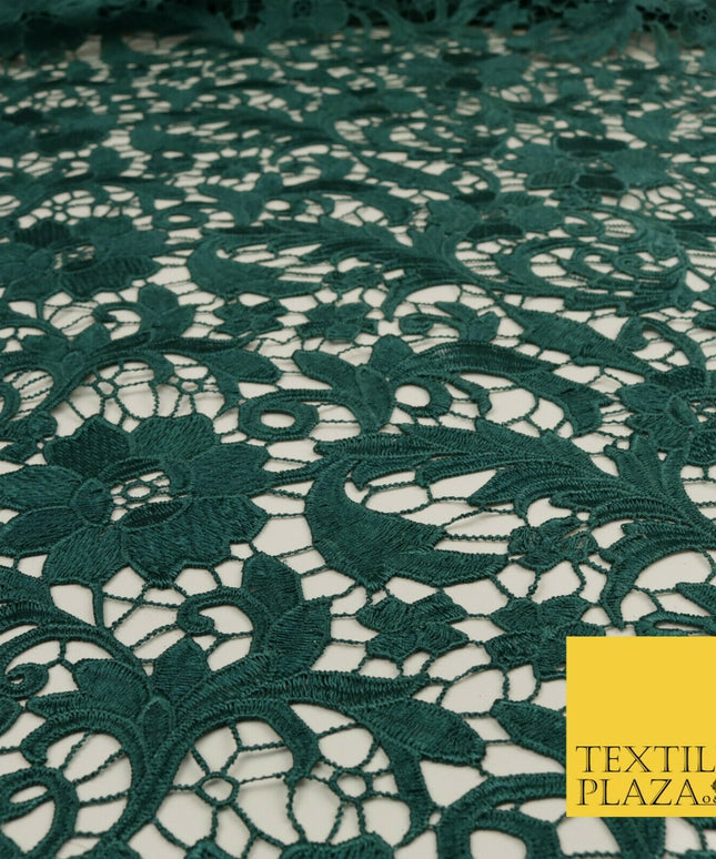 FOREST GREEN Luxury Webbed Flower Guipure Lace Dress Fabric Wedding Br –  Textile Plaza
