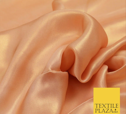 PEACH GOLD Fine Silky Metallic Shimmer Satin Georgette Dress Fabric Drape 1426