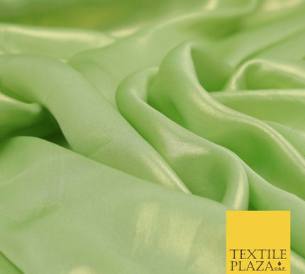 APPLE GREEN Fine Silky Metallic Shimmer Satin Georgette Dress Fabric Drape 1432