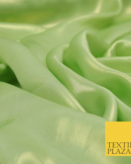 APPLE GREEN Fine Silky Metallic Shimmer Satin Georgette Dress Fabric Drape 1432