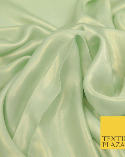 MINT GREEN Fine Silky Metallic Shimmer Satin Georgette Dress Fabric Drape 1429