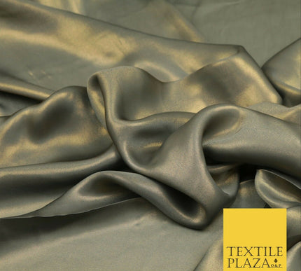 GRAPHITE GOLD Fine Silky Metallic Shimmer Satin Georgette Dress Fabric Drape1424