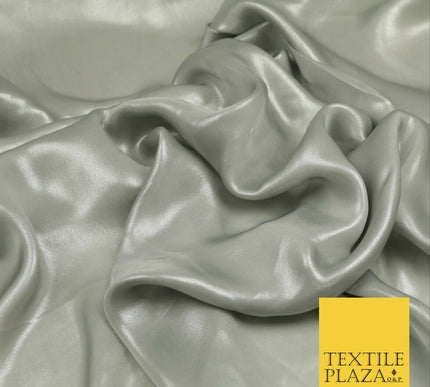 SILVER GREY Fine Silky Metallic Shimmer Satin Georgette Dress Fabric Drape 1423
