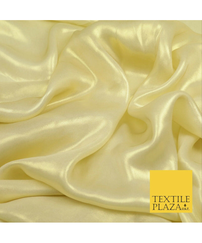 VANILLA GOLD Fine Silky Metallic Shimmer Satin Georgette Dress Fabric Drape 1421