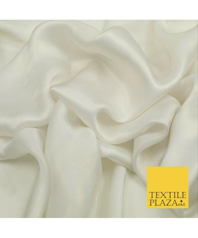 WHITE GOLD Fine Silky Metallic Shimmer Satin Georgette Dress Fabric Drape 1419