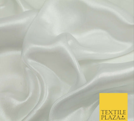 WHITE SILVER Fine Silky Metallic Shimmer Satin Georgette Dress Fabric Drape 1418