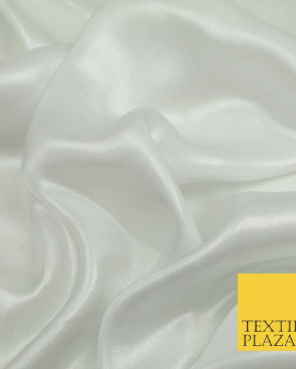 WHITE SILVER Fine Silky Metallic Shimmer Satin Georgette Dress Fabric Drape 1418