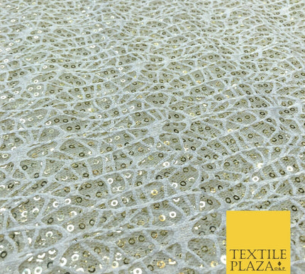 IVORY Webbed Sequin Net Lace Dress Fabric Backdrop Dance Sparkle 1238