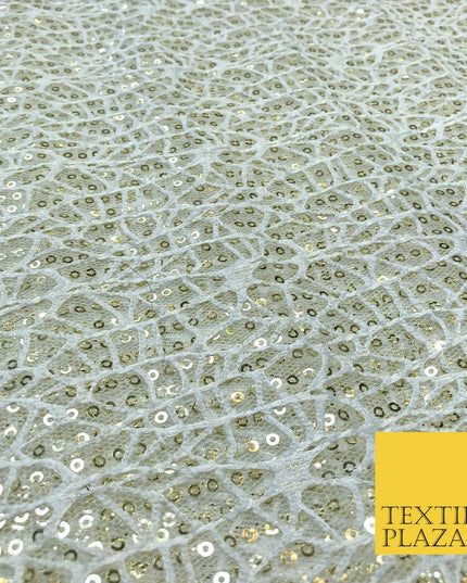 IVORY Webbed Sequin Net Lace Dress Fabric Backdrop Dance Sparkle 1238