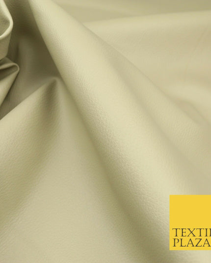 BEIGE Luxury Faux Leather Fabric Felt Backed PVC Fire Retardant Upholstery 1722