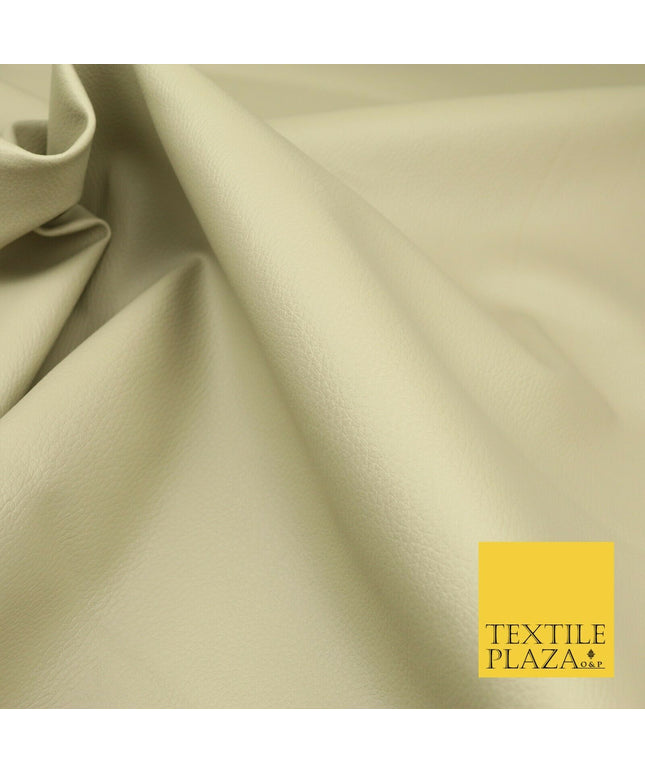 BEIGE Luxury Faux Leather Fabric Felt Backed PVC Fire Retardant Upholstery 1722