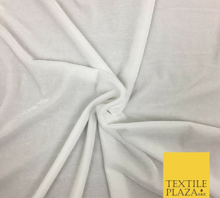 Pure Ice White Soft Plain Velvet Fabric Material - 58" - More Colours PA144