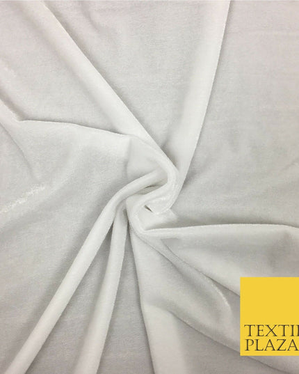 Pure Ice White Soft Plain Velvet Fabric Material - 58" - More Colours PA144