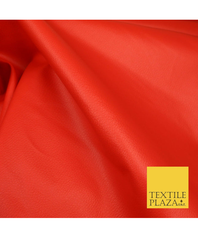 RED Luxury Faux Leather Fabric Felt Backed PVC Fire Retardant Upholstery 1719