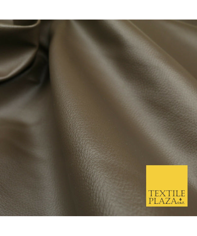 COFFEE Luxury Faux Leather Fabric Felt Backed PVC Fire Retardant Upholstery 1718