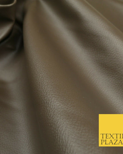 COFFEE Luxury Faux Leather Fabric Felt Backed PVC Fire Retardant Upholstery 1718