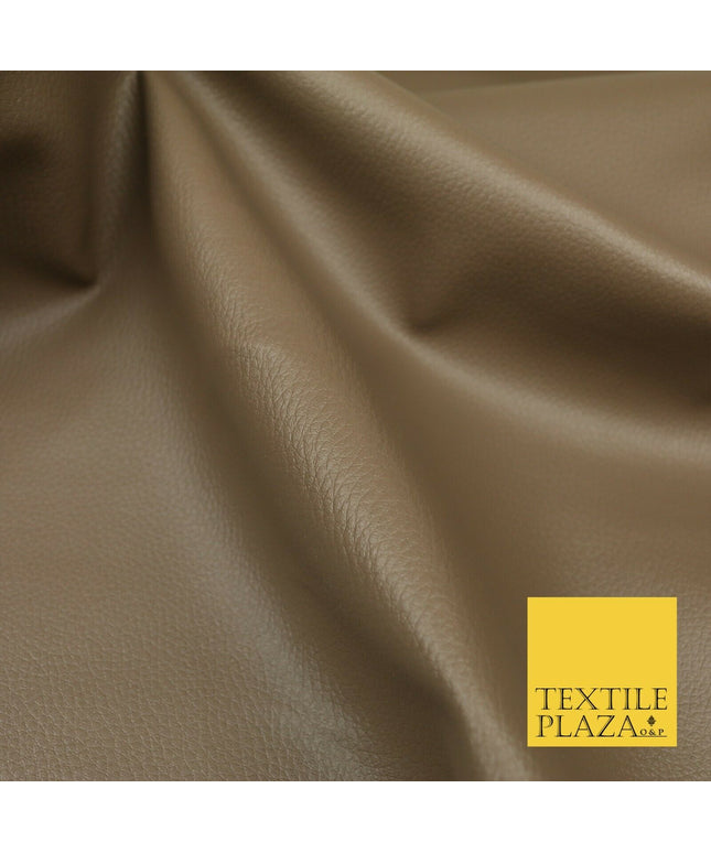 TAUPE Luxury Faux Leather Fabric Felt Backed PVC Fire Retardant Upholstery 1716