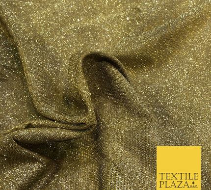 GOLD Satin Backed Glitter Shimmer Fabric Dress Draping Dancewear 2411